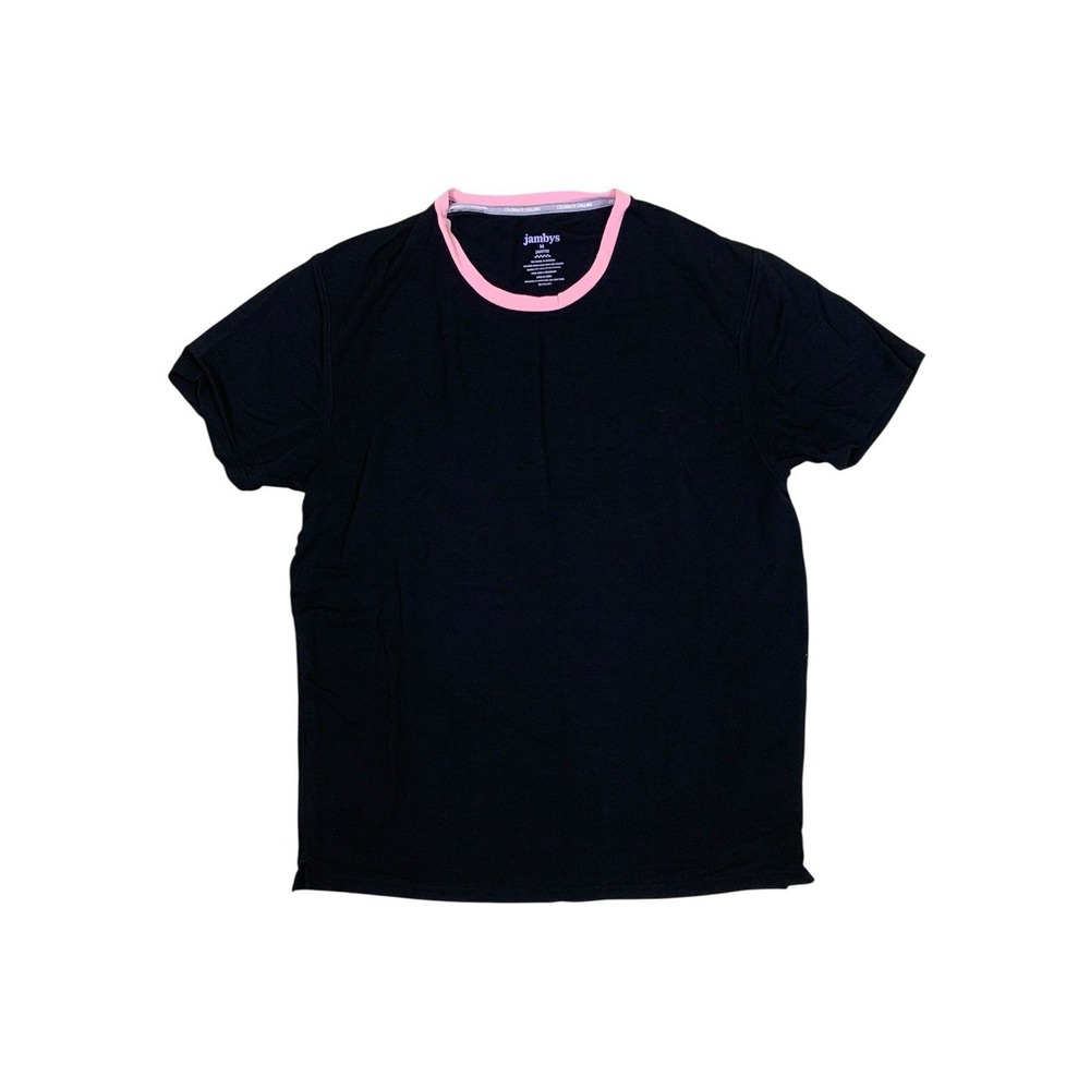 Jambys Black Pink Trim JamTee Modal Lounge Sleep Shirt Soft Comfort Relaxed M